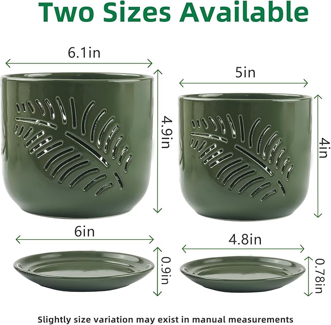 Ceramic Orchid Pots, 6+5 inch Orchid Pots with Holes,Orchid Pots for Repotting,Healthy Air Circulation Plant Pots for Plant Lovers,Planters for Indoor/Outdoor Plants -2 Pack