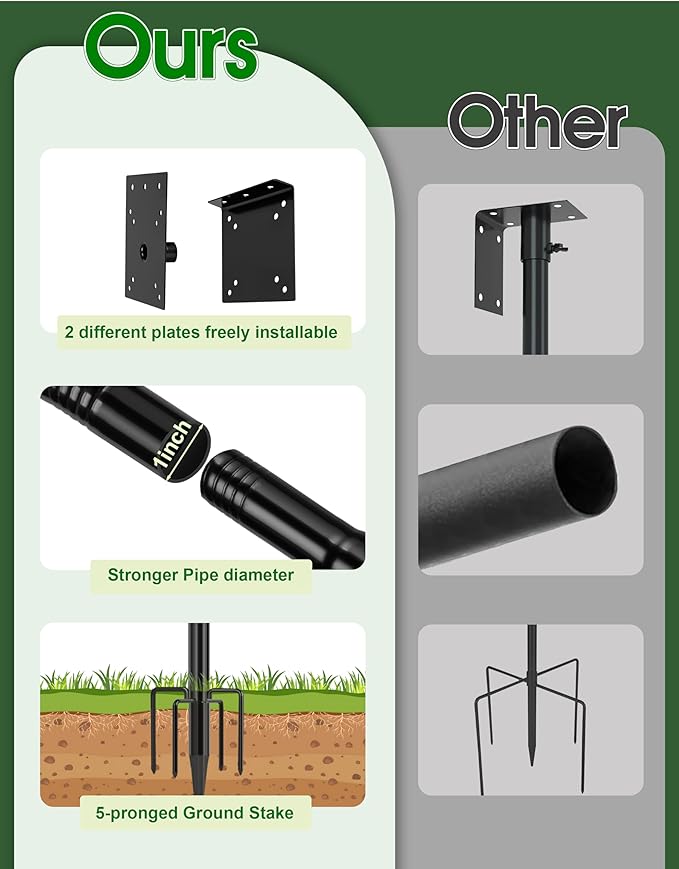 XDW-GIFTS Bird House Pole, 1 Pack 109 Inch Metal Bird Feeder Pole for Outdoor, with 5-Prong Heavy Duty Base for Birdhouse Mounting, Weather Station