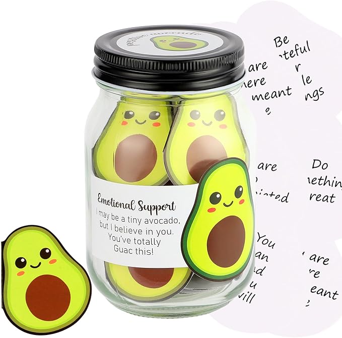 60 PCS Positive Avocado Cards Jar, Emotional Support Jar, Avocado Affirmation Cards, Inspirational Gifts for Women, Cheer Up Gifts, Unique Positive Gift for Women, Teen Girl