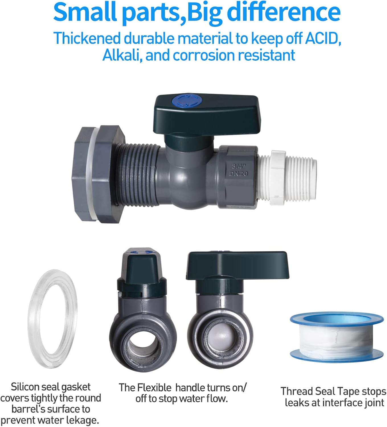 2 Pack Rain Barrel Spigot Kit - Suswillhit Water Barrel PVC Garden Diverter Kit with Bulkhead Fitting Hose Faucet Adapter and Thread Seal Tape for Water Tanks, Aquariums, Tubs, Pool, Garden Barrel