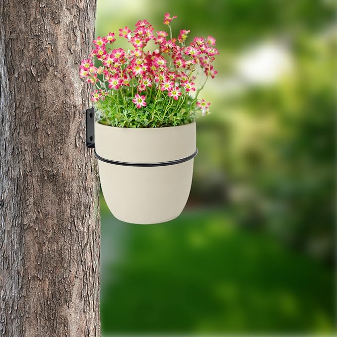 6 Pack 6 Inch Wall Flower Pot Holder Ring Plant Hanger, Metal Planter Hooks Wall Mounted Bracket Heavy Duty for Outdoor Indoor