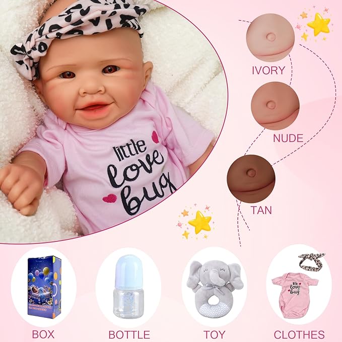 Girl 18 Inch, Full Silicone Baby Doll, Realistic Baby Dolls, Realistic Veins & Pose, Not Vinyl, Reborn Baby Dolls Silicone Full Body, Gift Set
