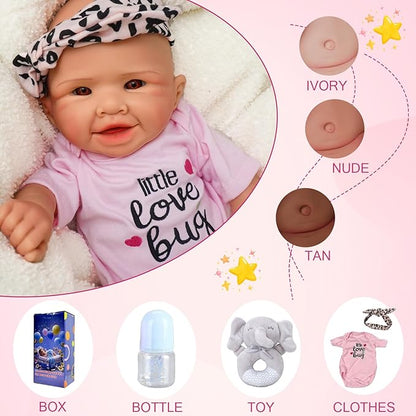 Girl 18 Inch, Full Silicone Baby Doll, Realistic Baby Dolls, Realistic Veins & Pose, Not Vinyl, Reborn Baby Dolls Silicone Full Body, Gift Set