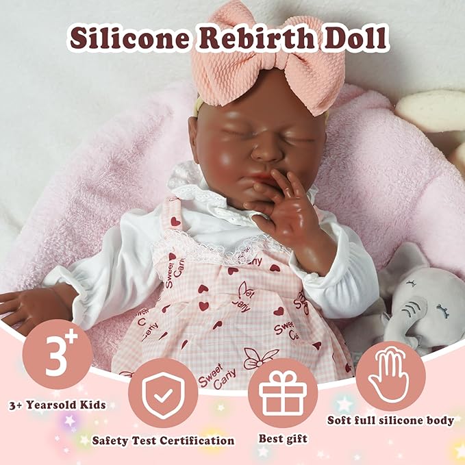 Girl 20 in, Full Silicone Baby Doll, Realistic Baby Dolls, Realistic Veins & Sleeping Pose, Not Vinyl, Reborn Baby Dolls Silicone Full Body, Gift Set