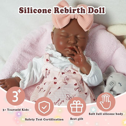 Girl 20 in, Full Silicone Baby Doll, Realistic Baby Dolls, Realistic Veins & Sleeping Pose, Not Vinyl, Reborn Baby Dolls Silicone Full Body, Gift Set