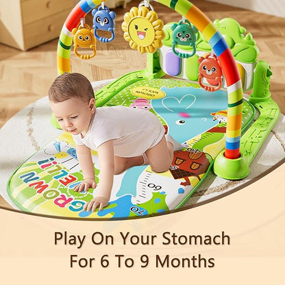 Alive Lovely Baby Gyms Play Mats, Musical Activity Center Baby Piano Gym Mat, Music and Lights Tummy Time Padded Mat for Newborn Newborn 0 to 3 6 9 12 Months
