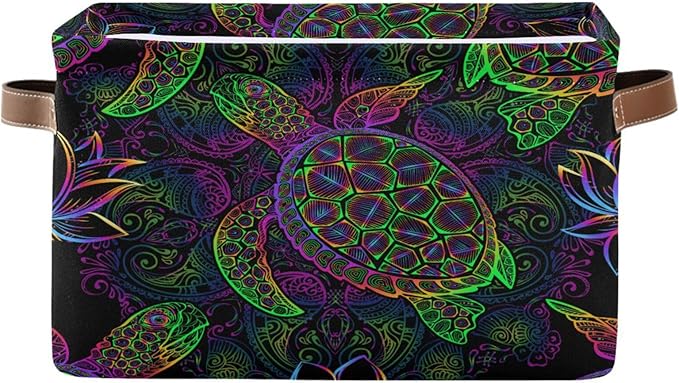 Rectangular Storage Basket Neon Animal Turtle Tortoise Organizer Bin Shelf Baskets For Clothes For Home Office Dorm