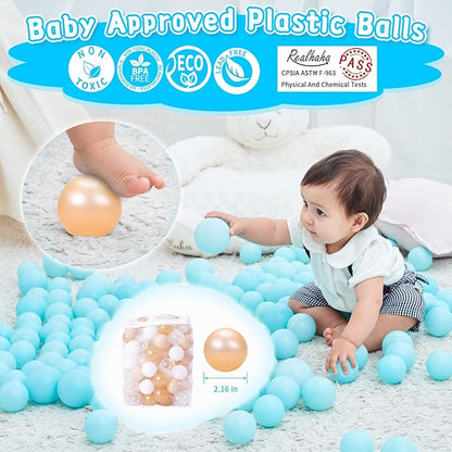 Realhaha Ball Pit Balls 50 100 200 500 Play Balls Plastic Balls for Baby Girls Toddlers Kids Play Tent Pool Playhouse Playpen Party Decoration