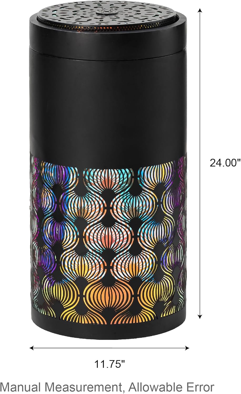 Glitzhome Metal Cutout Water Fountain with Pump, Adapter and LED Light, Modern Black Cutout Bird Bath Garden Outdoor Fountain and Waterfalls 24''H, Freestanding Fountains for Patio Backyard Decor