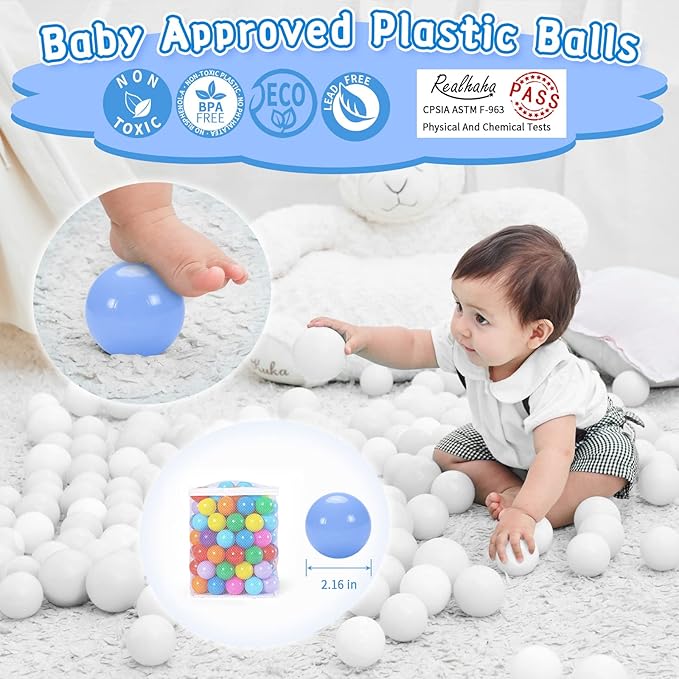 Realhaha Ball Pit Balls 50 100 200 500 Play Balls Plastic Balls for Baby Girls Toddlers Kids Play Tent Pool Playhouse Playpen Party Decoration