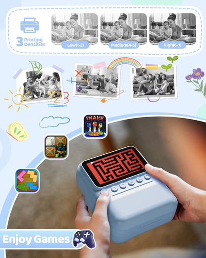 Kids Camera Instant Print for Girls Ages 3-14, 3-inch HD Screen Camera for Kids with Printing Paper, 1080P Digital Toddler Toys for 4 5 6 7 8 9 10 11 12 Years Old (Blue)