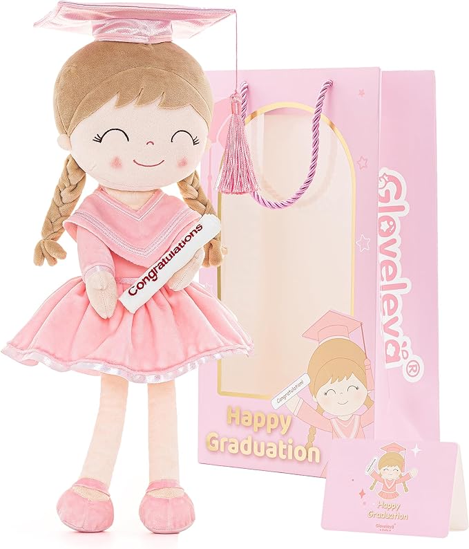 Gloveleya Baby Girl Gifts Graduation Plush Girls Dolls Congratulation Gift for Kindergarten Pink 16 inch