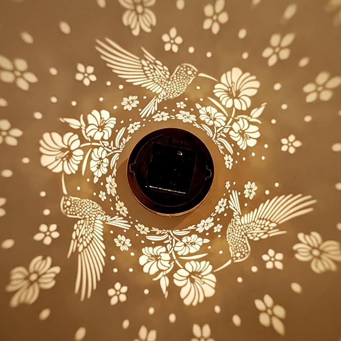 Hummingbird Solar Lanterns Outdoor Waterproof Garden Decor Birthday Gifts for Women Mom Grandma Hanging Solar Lights Metal Lantern Decoration Outside for Porch,Patio,Yard,Backyard