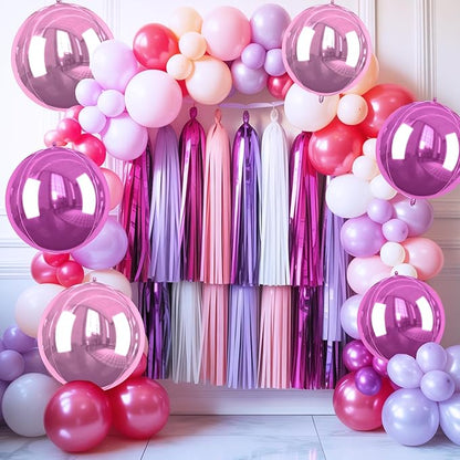 6 Pcs Hot Pink and Pink Balloons, 22 Inch Big Round Foil Balloon for Graduations Birthday Party Baby Shower Wedding Decorations
