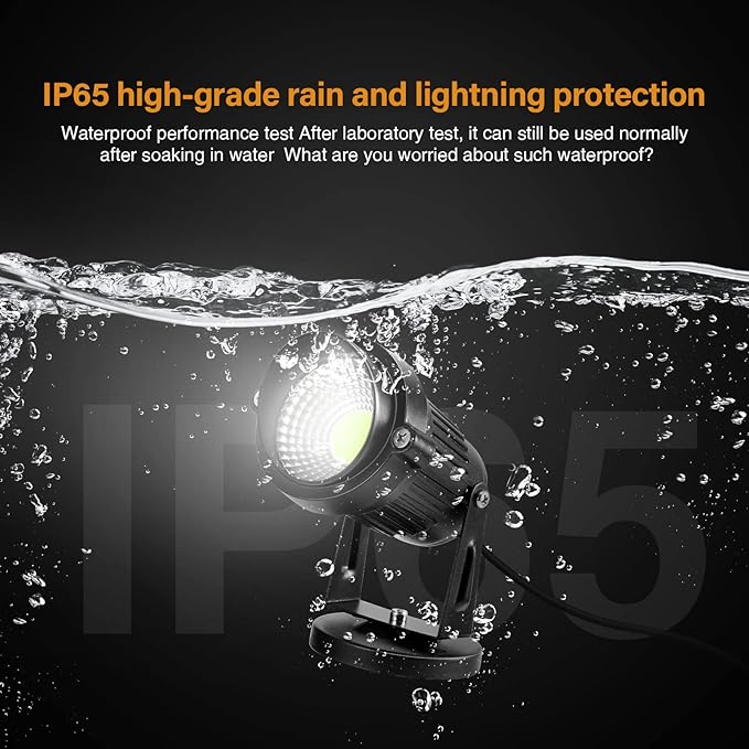 LemonBest LED Landscape Up Down Light 5W White LED Decorative Spotlight Lamp 110V with Plug for Indoor Outdoor Yard Step Wall Lighting (Cool White) (Include Spike)