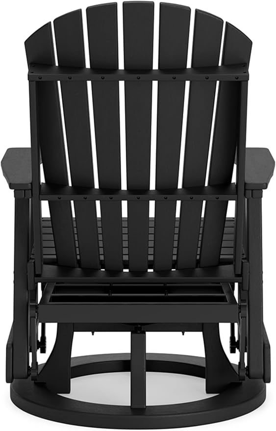 Signature Design by Ashley Hyland Wave Modern Weather Resistant HDPE Outdoor Swivel Glider Chair, Black