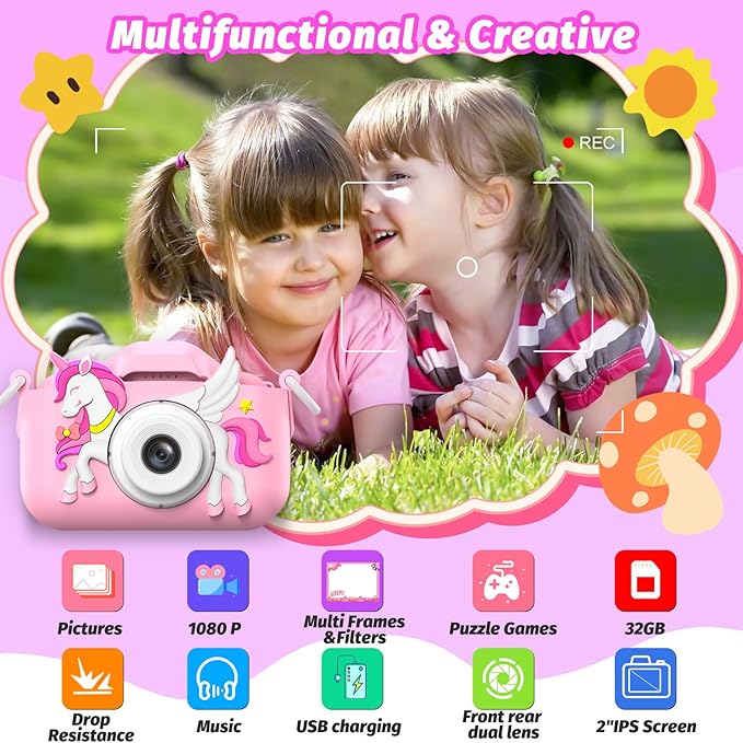 Kids Camera Toy, masterbee Children Camera Toys for Kid Age 3-12, Christmas/Birthday Gifts for Girls, 1080P HD Video Kids Digital Camera, Gift for 3 4 5 6 7 8 9 10 11 12 Year Old Girl