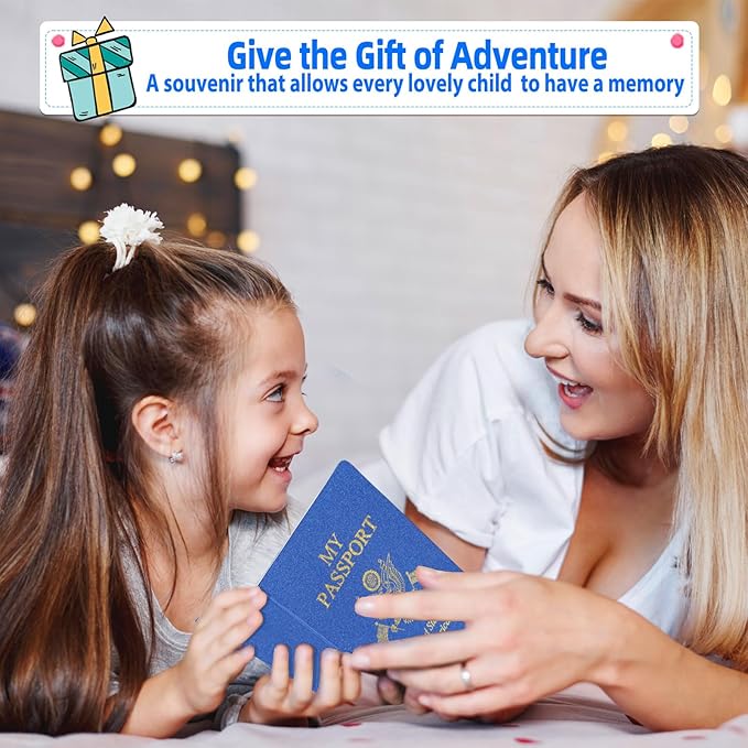 60 Pcs Blank Passport Notebook Blue Passport Book Fake Passport Travel Journal Sticker Collection Book for Kids School Projects World Travel Pretend Activity Party Favors, 5.51x3.9 Inch