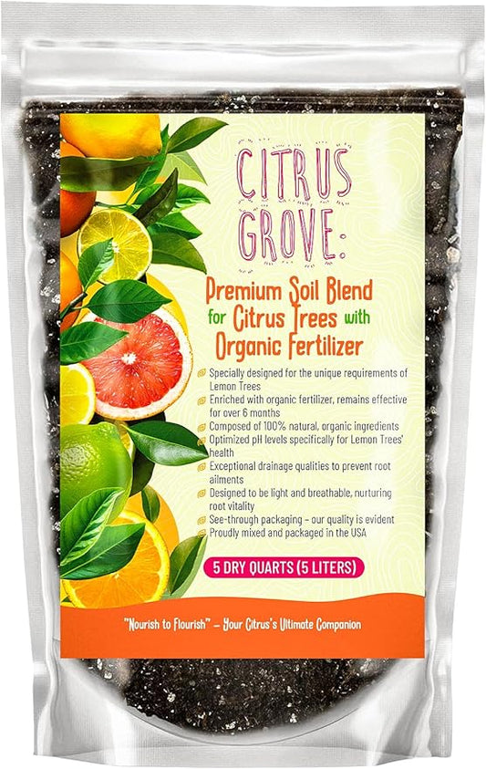 Premium Organic Citrus Potting Soil for Indoor/Outdoor Plants - Perfect for Oranges, Lemons, Limes & Grapefruits Trees - Hand Blended for Optimal Growth (20 QUARTS)
