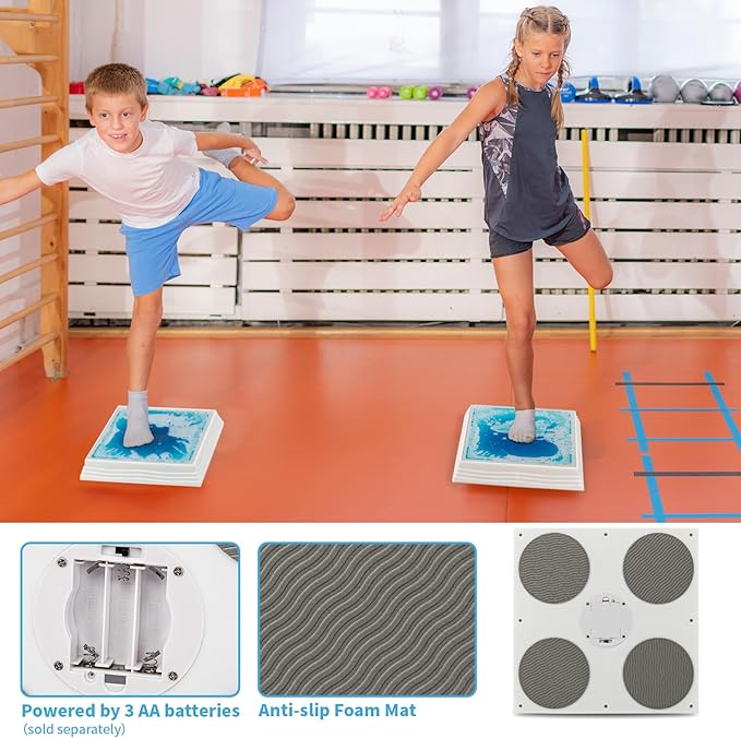 Art3d 12×12 Inch Sensory Interactive Liquid Motion Tiles for Toddlers Kids & Adult - Touch Sensitive 7 Color Changing Flooring Tile for Home Décor, Indoor & Outdoor Activities, 3-Pack