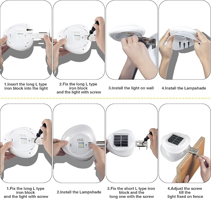 ROSHWEY Backyard Lights, 6 Pack Solar Fence Lights with 9 LED Waterproof Outdoor Gutter Lights for Eaves Garden Landscape Yard (Warm White)