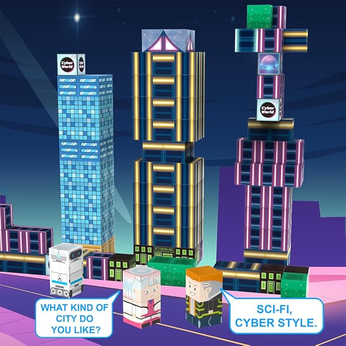 180PCS Magnetic Blocks, Building Blocks Cubes, Magnetic Cubes Kids Toys, Upgraded STEM Sensory Toys for Kids Ages 3+, Christmas Birthday Gifts for Boys Girls