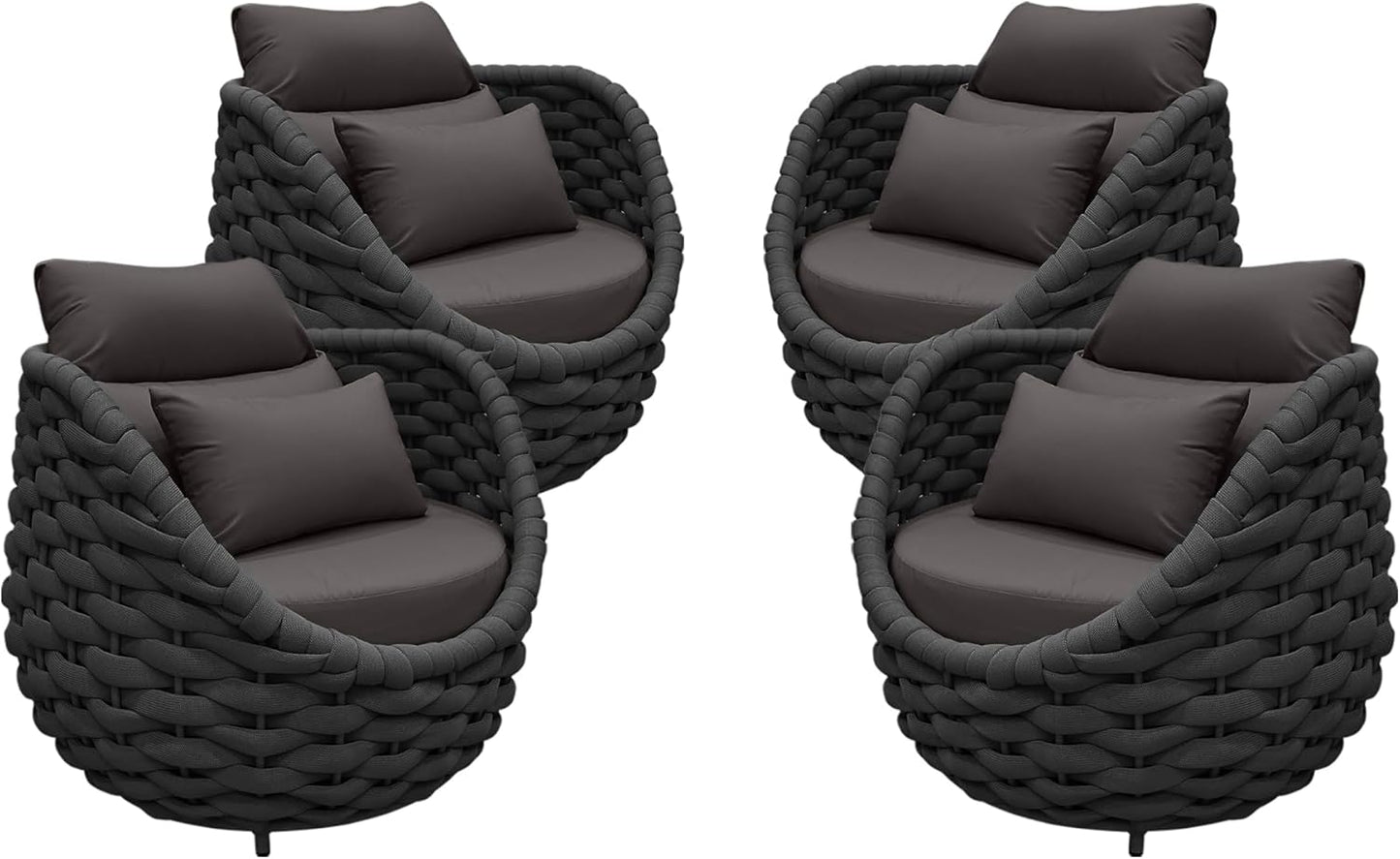 TWT 6 Pieces Patio Sofas All-Weather Teslin Rope Balcony Furniture with Cushions & Pillows, Patio Couch Outdoor Patio Furniture Set for Indoor, Balcony, Backyard, Poolside, Dark Grey