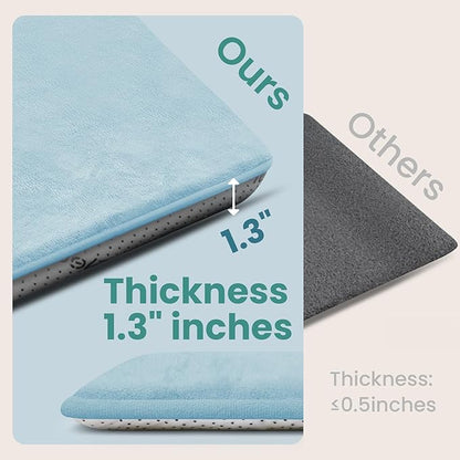 Baby Play Mat for Floor,1.3" Thick Elasti-Foam 50"×50" Playpen Mat for Tummy Time,Water Repellent Soft Coral Velvet for Toddler,Infant,Kids,Non-Slip Backing Safe for Crawling(Light Blue)