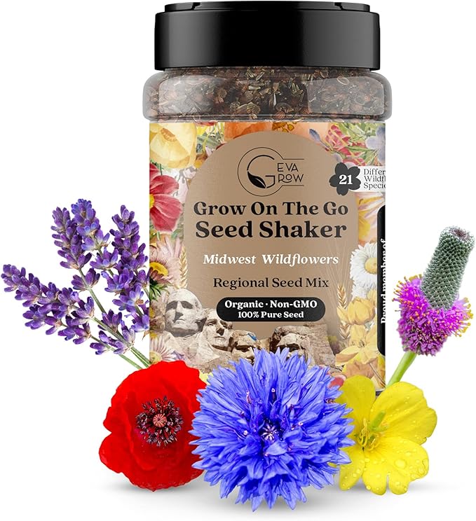 Regional Wildflower Seed Mix by GevaGrow (Midwest Wildflowers, Mini Shaker)