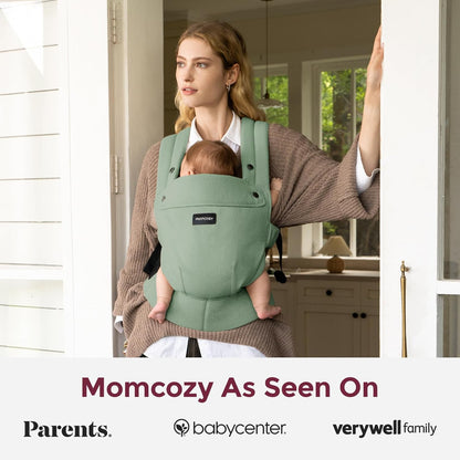 Momcozy Baby Carrier with Natural Cotton Linen, Built to Last, Ergonomic Design, 7-44lbs for Infant and Toddler, Lightweight and Comfortable, Hands-Free for Moms&Dads, Sage Green