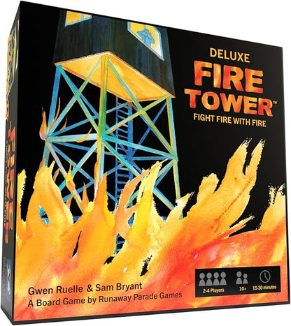 Runaway Parade Games Fire Tower Board Game Deluxe Edition- Fight Fire with Fire in This Fast-paced, Competitive Strategy Game | Easy to Learn | 10+ | 15-30 min