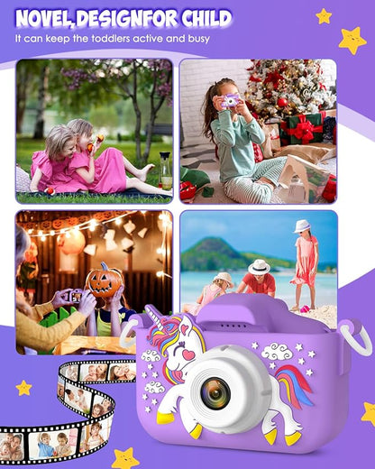 Kids Camera Toys for 3-12 Year Old Girls Unicorn Camera for Kids,Chritmas Birthday Festival Gifts for Girls，Digital Video Camera for Toddler 32G SD Card