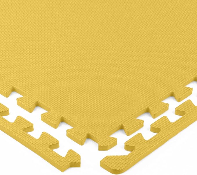 FlooringInc's 1/2" Soft Non-Toxic Baby Play Mat, Toddler Playmat, Colorful Puzzle PlayMat, Floor Mats for Kids & Babies, EVA Foam Interlocking Tiles for Nursery & Playroom | Yellow, 20 Tiles, 80 Sq/Ft