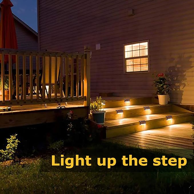 Solar Deck Lights Outdoor, 16 Pack Solar Step Lights LED Waterproof Patio Decor Solar Lights for Outside Railing, Stairs, Fence, Post, Yard and Driveway, Warm White