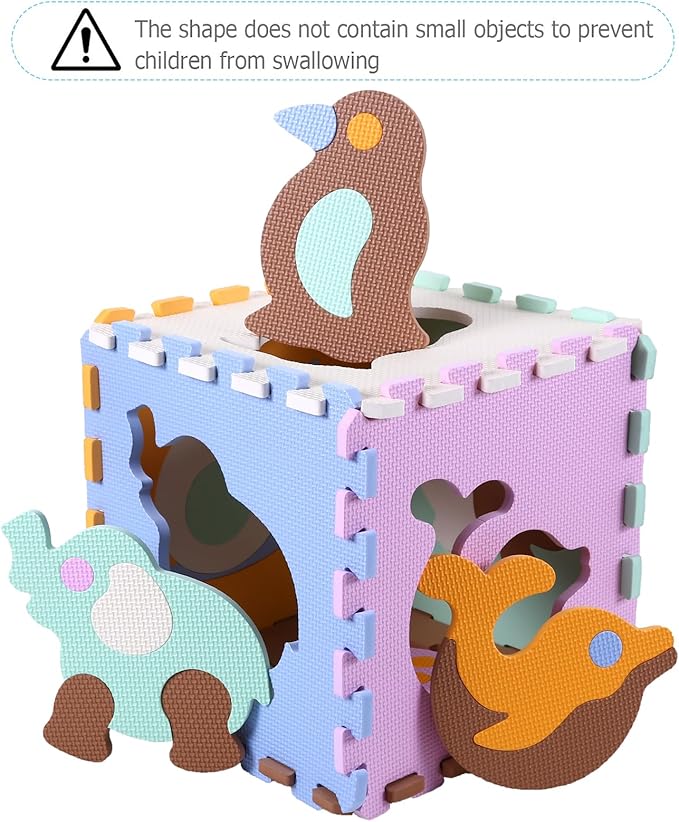 Foam Play Mat for Kids，25Pcs Square Interlocking Puzzle Floor Mat，Baby Play Mat Floor Mat Foam Puzzle Playmat for Toddlers with Fence（Animal-CSH007