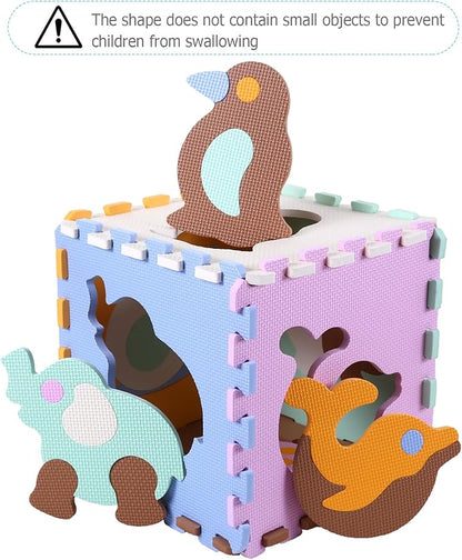 Foam Play Mat for Kids，25Pcs Square Interlocking Puzzle Floor Mat，Baby Play Mat Floor Mat Foam Puzzle Playmat for Toddlers with Fence（Animal-CSH007