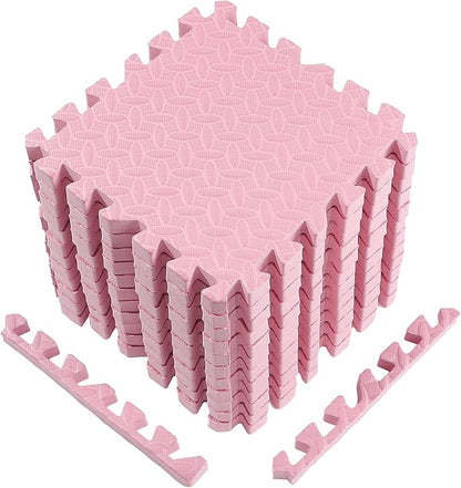 12 Tiles 12x12x1 Inch EVA Thick Interlocking Foam Floor Tiles Puzzle Exercise Mat Play Foam Mats for Boys Girls Baby Pets Home Classroom Nursery Gym(Pink)