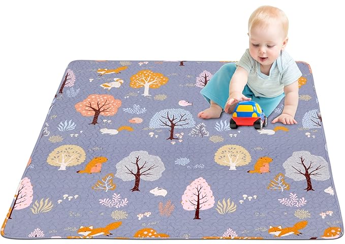 50 x 50 Play Mat for Baby Playpen Tummy Time Mat, Non-Slip Washable Baby Playpen Mat, Baby Crawling Mats for Floor, Portable Travel Large Play Mats for Toddlers and Infants