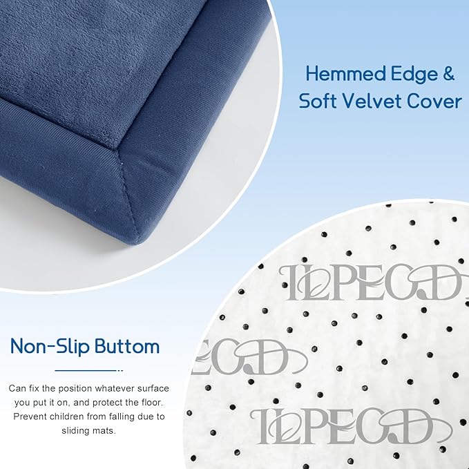 Baby Play Mat for Floor Tummy Time Mat Nursery Muscle Area Rug Playroom Rug Tatami 47"*47" Memory Foam 1.3" Thick Crawling For Babies,Toddlers, Infants, Kids,Floor(Blue)