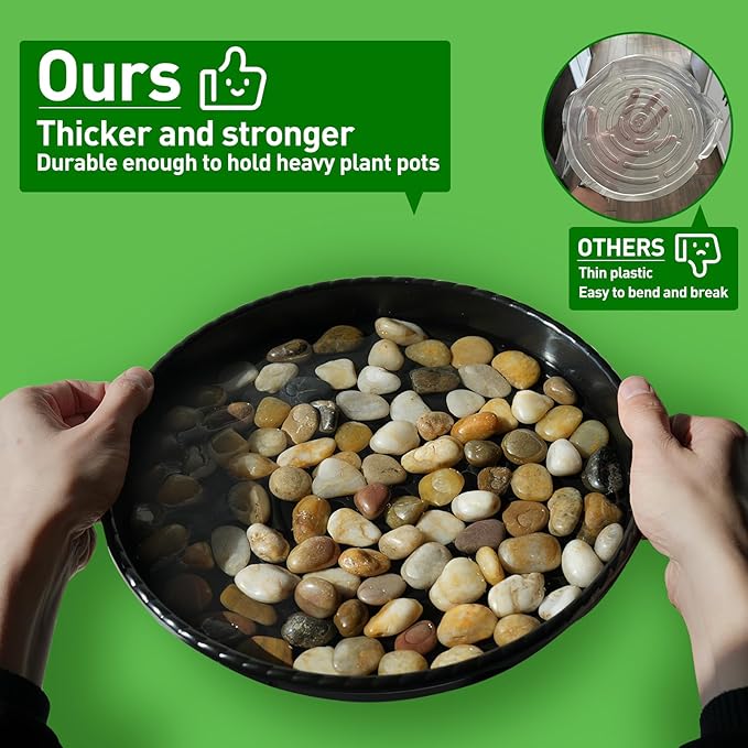 18 Pack Plant Saucers of 6 inch & 8 inch & 10 inch , Durable Plant Trays for Indoors Outdoors, Clear Plastic Flower Plant Pot Saucer, Made of Thicker, Stronger Plastic, with Taller Design (6"+8"+10")