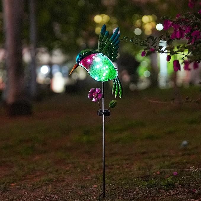 dreamysoul Outdoor Solar Hummingbird Garden Lights, Decorative Hummingbird Garden Stake Lights, Hummingbird Solar Lights for Outside Patio Yard Pathway Decor