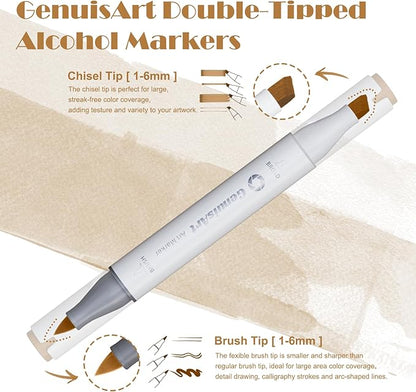 61 Alcohol Markers,With Bleeding-Proof Drawing Mat,Dual Tips Art Markers for Coloring,Sketching,Card Making and DIY Patinting- Perfect for Adults and Kids -Refillable