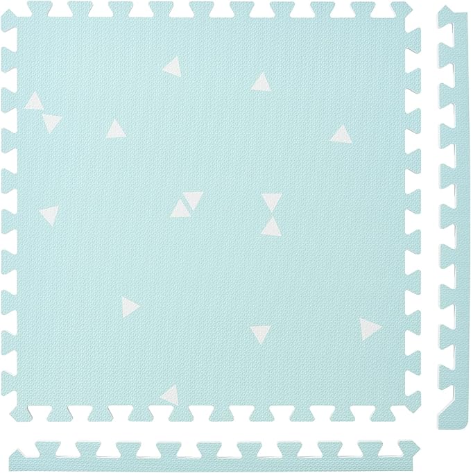Popsykosy Premium Exercise & Baby Foam Play Mats - Stylish & Large Non-Toxic Puzzle Floor Mat - 6 Tiles - Spacious 6ft x 4ft - Peel-Resistant Reinforced - Soft, Thick, Waterproof - Triangle Blue