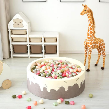 GOGOSO Ball Pit Balls for Toddlers Phthalate-Free BPA-Free Non-Toxic Crush Proof Soft Plastic Play Balls Baby Kids Shape Tent Pool Playhouse Playpen Party Decor,Stars Pink+Green+White Netural,100PCS