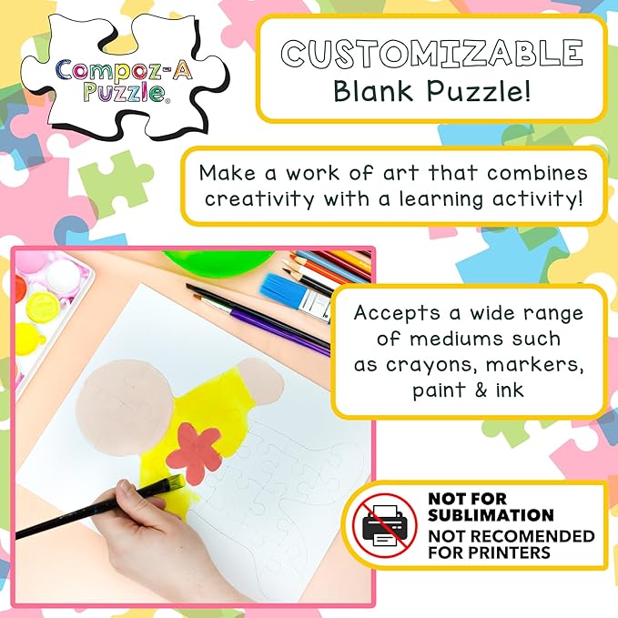 Hygloss 12 Blank Person-Shaped Puzzles – 8.5 x 10.5 Inches – Ideal for All-About-Me Activities – Write, Draw, and Decorate – 26 Pieces Each