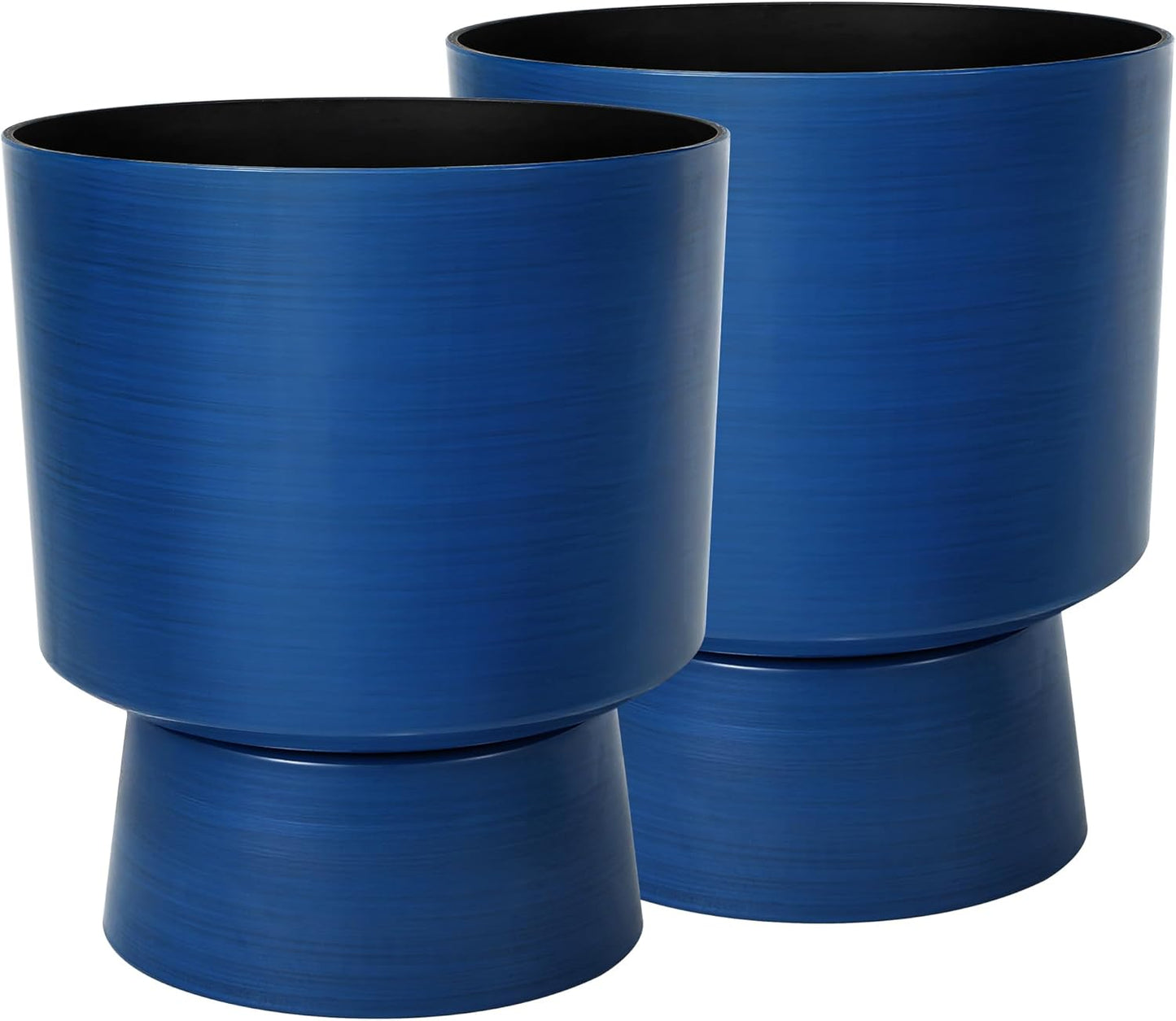 16.75" H Urn-Style Tall Planters, 2-Pack Modern Large Flower Pots for Outdoor Indoor, 2-in-1 Design Plant Containers for Garden Patio Yard Balcony Porch or Home Decor, Cobalt Blue, UV-Protect