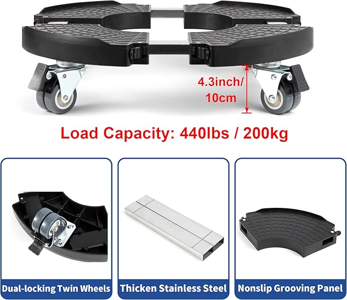W B D WEIBIDA Plant Rollers with Wheels Heavy Duty, Adjustable 12 14 16 18 Inch Plant Caddy with Casters, Rolling Plant Stand, Large Potted Planter Cart Dolly for Flower Pot Outdoor Indoor