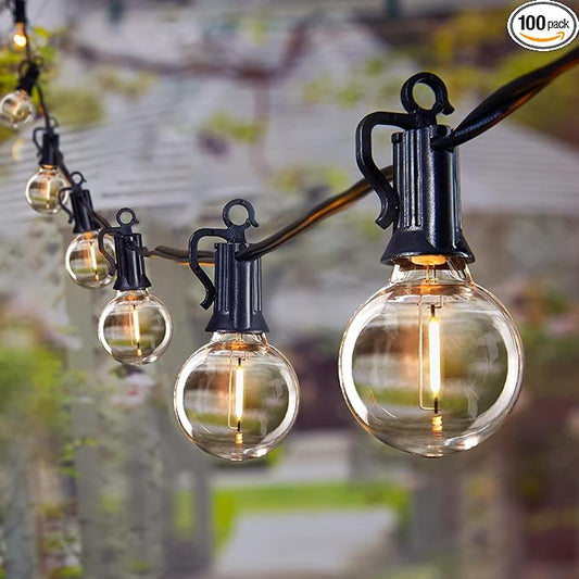 Brightown 200FT LED Outdoor String Lights - Patio Lights with 100 Shatterproof Clear Dimmable Edison Bulbs, Waterproof Connectable Hanging Lights for Outside Backyard Porch Party Christmas Decoration
