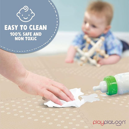 Play Platoon Large Baby Play Mat for Floor 9 Tile 72 x 72 in - Extra-Thick Interlocking Foam Tiles 24 x 24 in - Soft Puzzle Mats for Playroom - Neutral Playmat Rug for Kids - Triangle