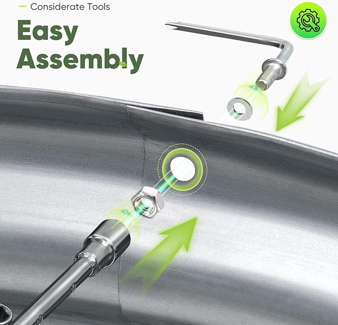 KING BIRD Raised Garden Bed Galvanized Round Planter Box Outdoor for Gardening, Plants, Vegetables, Flowers, Silver, 47x47x12 in